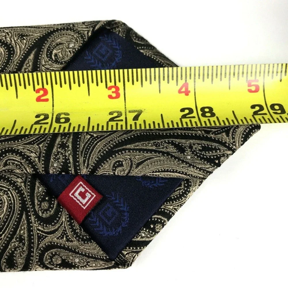 CHAPS Tie Men's 100% Silk Necktie Designer PAISLEY Black Tan Classic Wide 57.5" - Picture 10 of 10